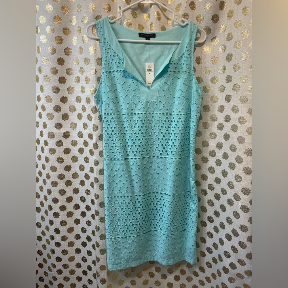 Banana Republic aqua sleeveless dress; new with tag!